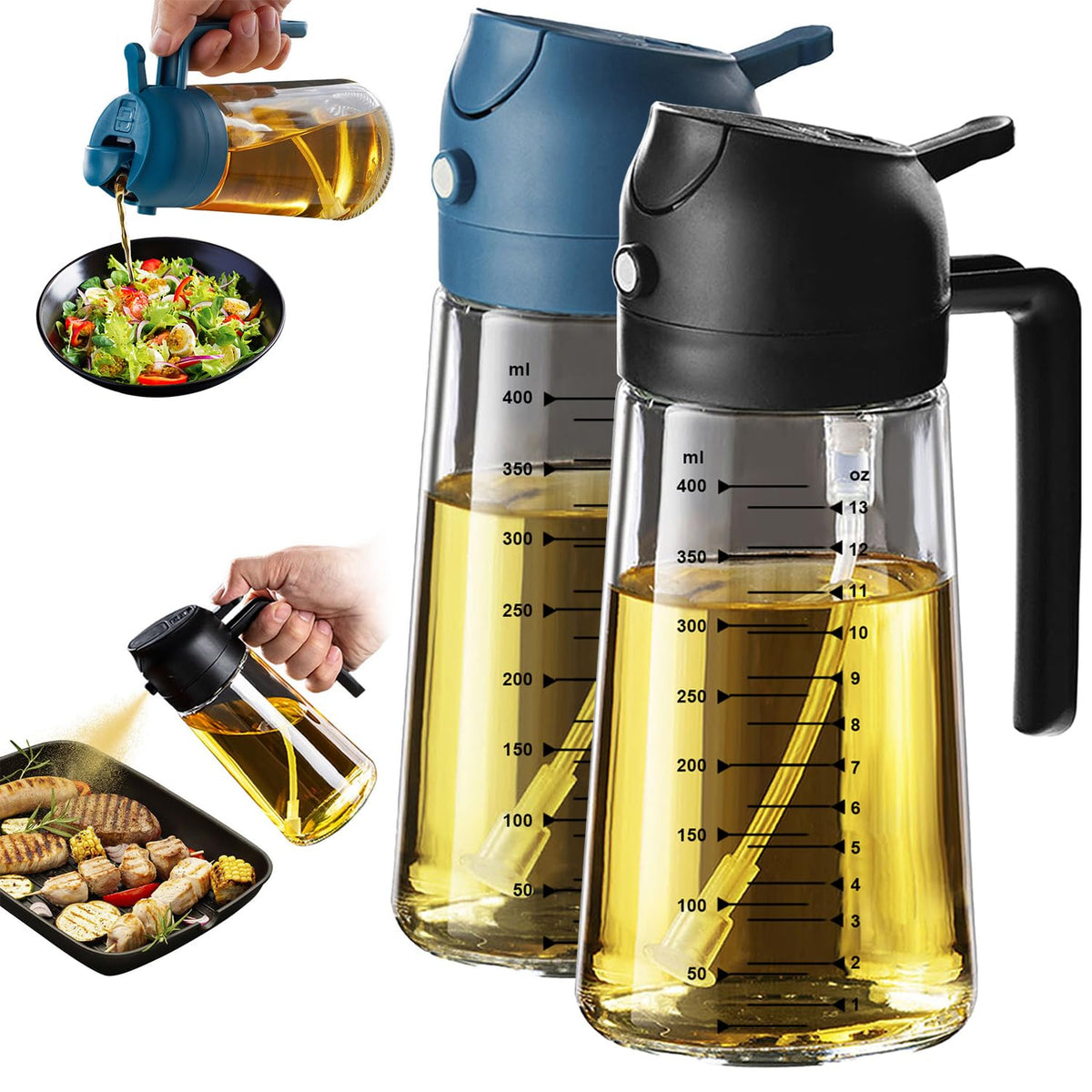 2-in-1 Glass Olive Oil Sprayer & Dispenser
