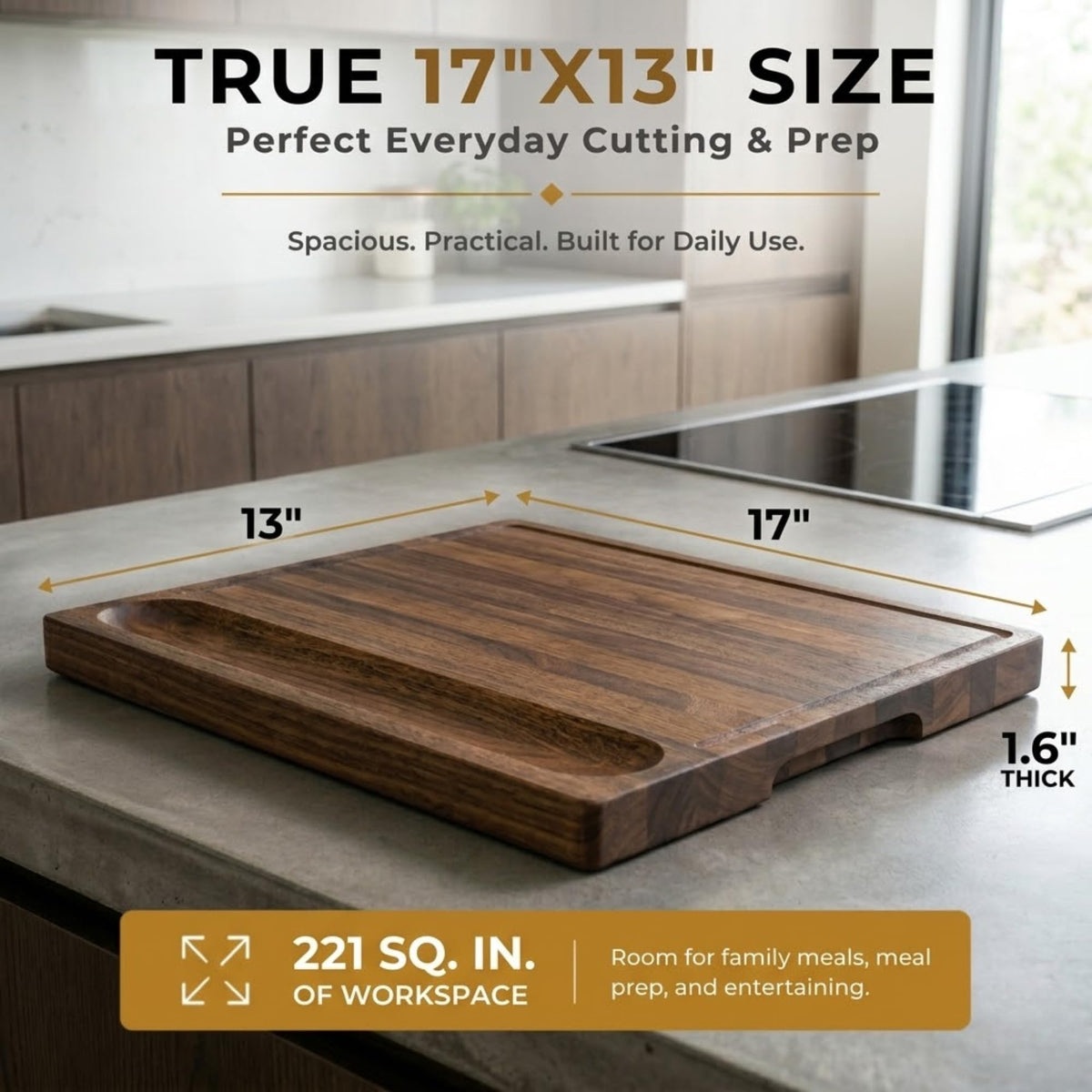 Hardwood Cutting Board with Premium Grain