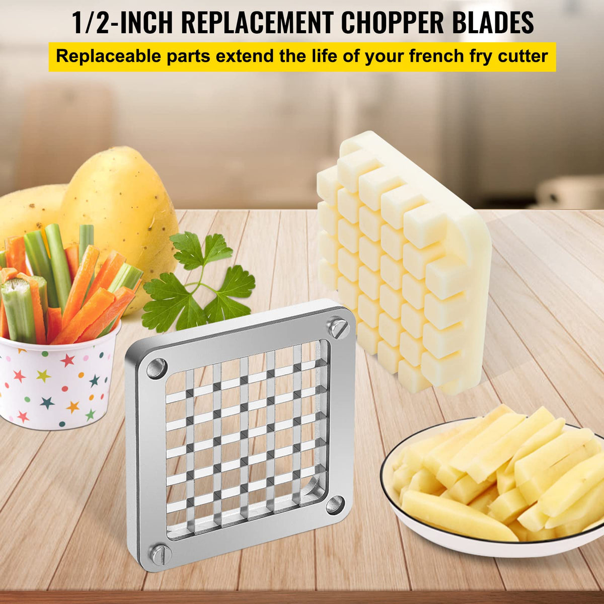 Heavy-Duty Vegetable Chopper with 4 Blade Sizes