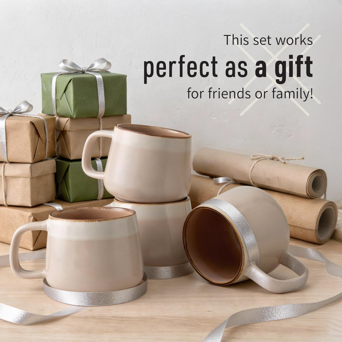 12 oz Ceramic Coffee Mug Set - 4 Piece