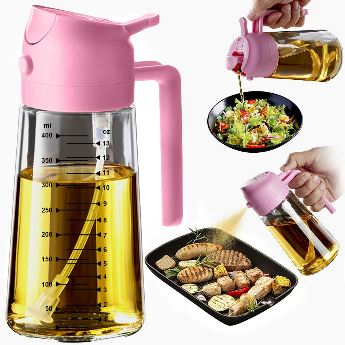 2-in-1 Glass Olive Oil Sprayer & Dispenser