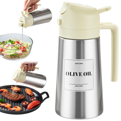 2-in-1 Stainless Steel Oil Dispenser Bottle