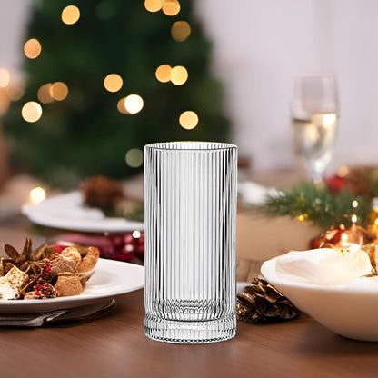 16 oz Ribbed Highball Glass Set - 4 Piece
