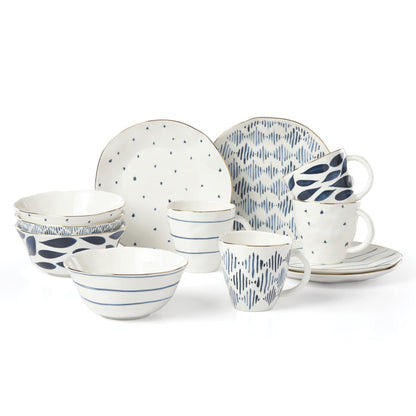 Porcelain Dinnerware Set with Blue Bay Design