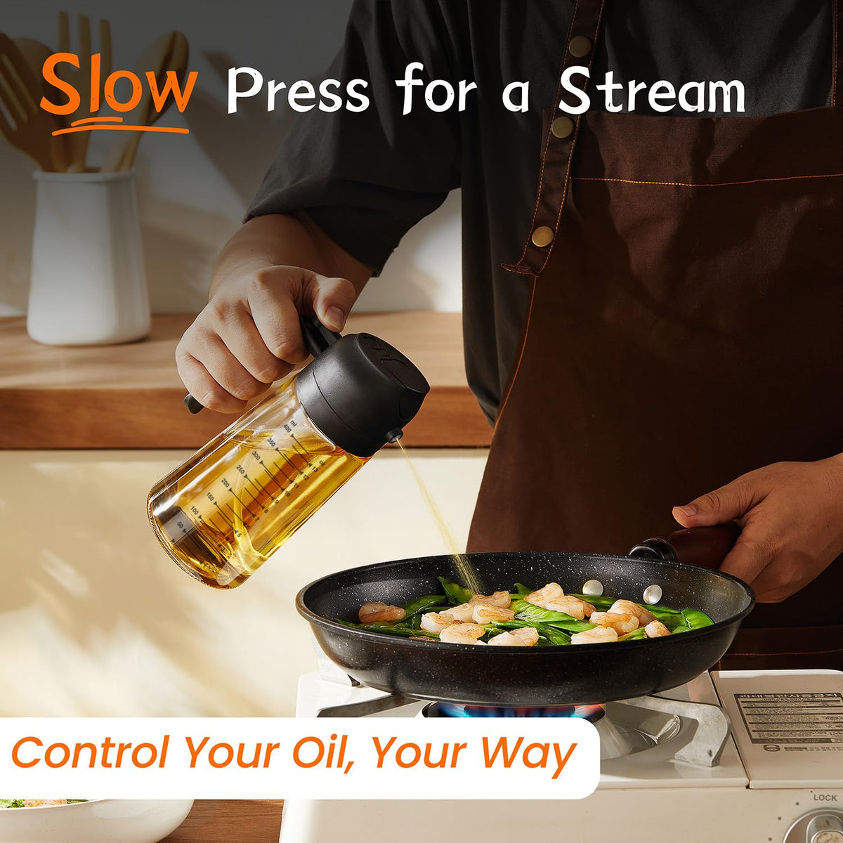 2-in-1 Glass Olive Oil Sprayer & Dispenser
