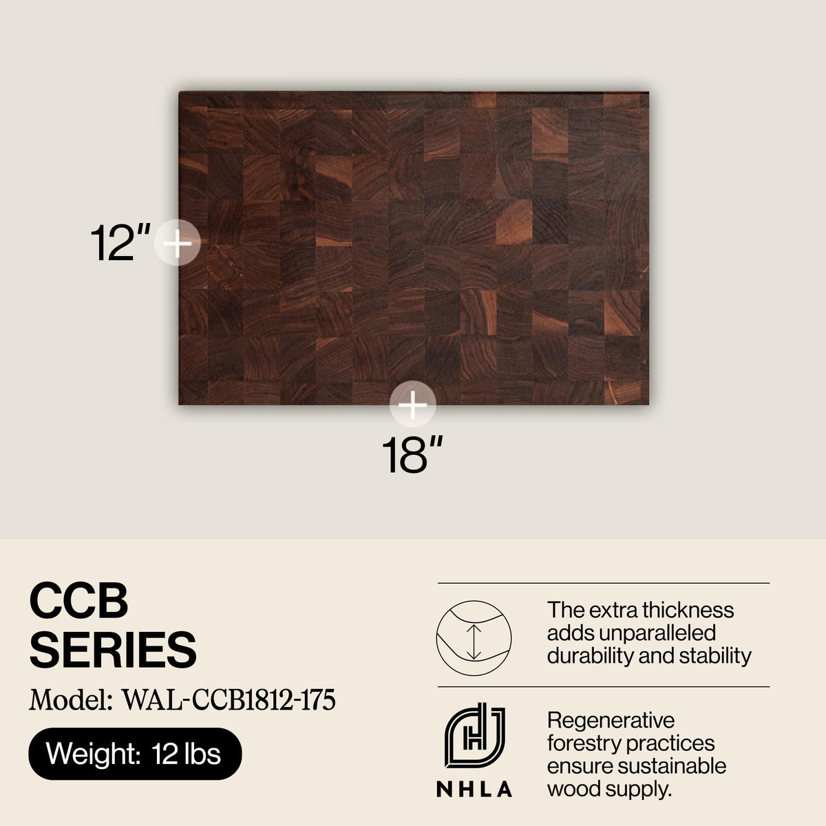 End-Grain Wood Chopping Block - 18 x 12 Inch