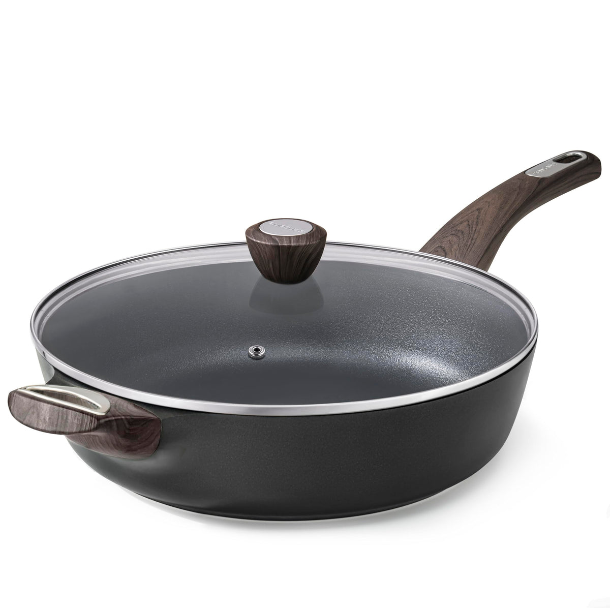 SENSARTE Ceramic Nonstick Frying Pan Skillet with Lid, Large Deep Frying Pan, Saute Pan, Induction Pan, Healthy Non Toxic Cooking Pan with Helper Handle, PFOA PFAS PTFE PFOS Free