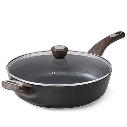 SENSARTE Ceramic Nonstick Frying Pan Skillet with Lid, Large Deep Frying Pan, Saute Pan, Induction Pan, Healthy Non Toxic Cooking Pan with Helper Handle, PFOA PFAS PTFE PFOS Free
