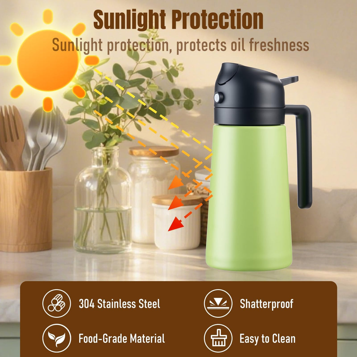 2-in-1 Stainless Steel Oil Dispenser Bottle