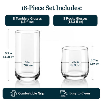 Classic Glass Tumblers for Mixed Drinks