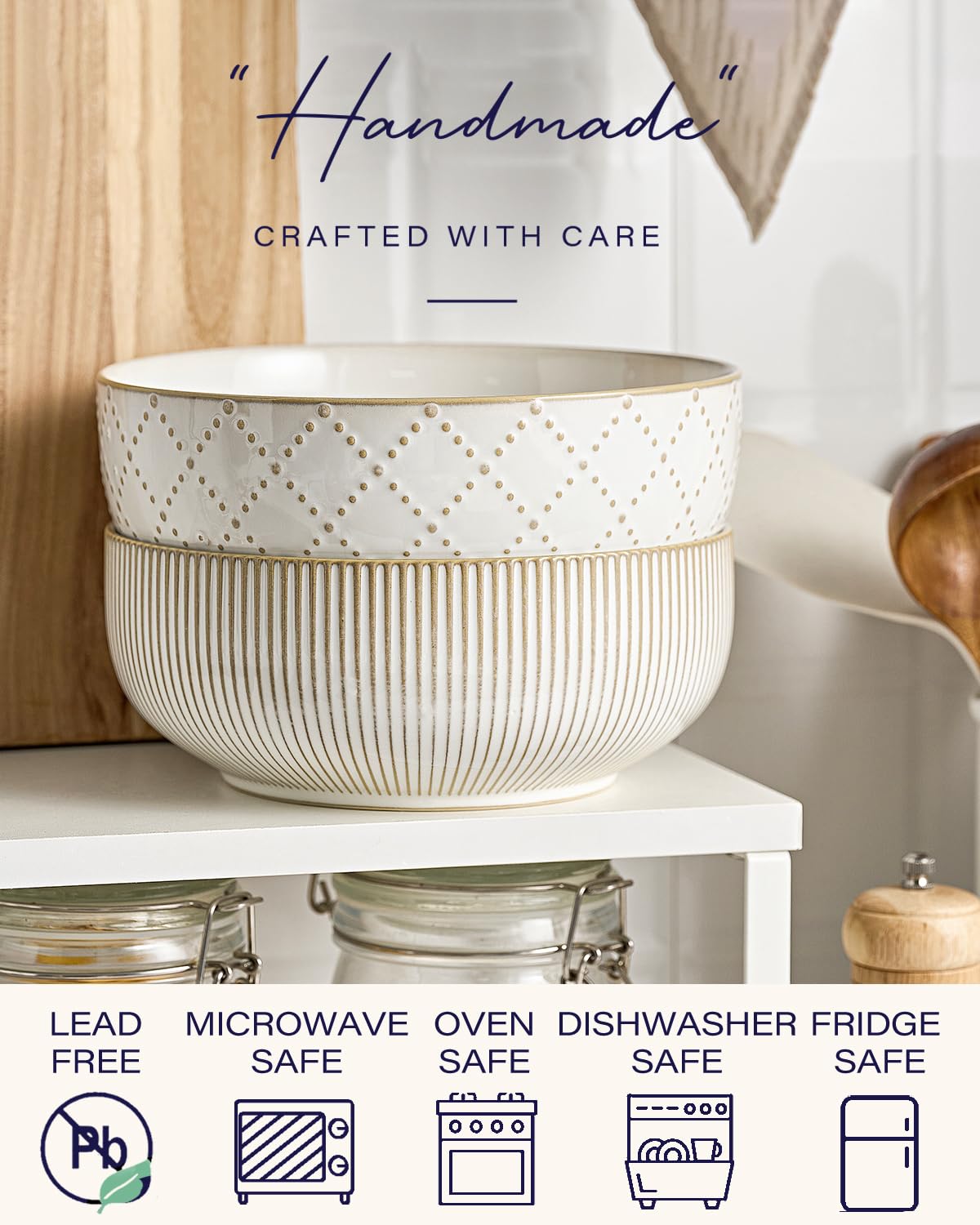 Large Ceramic Serving Bowl Set - 2 Piece