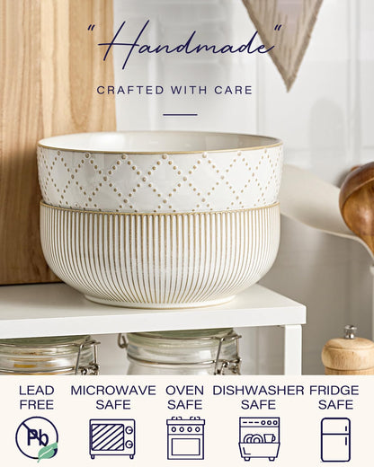 Large Ceramic Serving Bowl Set - 2 Piece