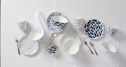 Porcelain Dinnerware Set with Blue Bay Design