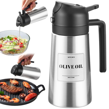 2-in-1 Stainless Steel Oil Dispenser Bottle