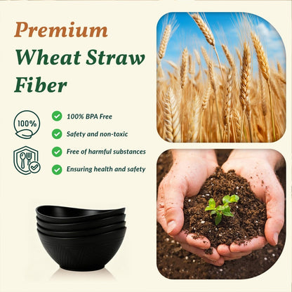 Large Wheat Straw Serving Bowls - Set of 6