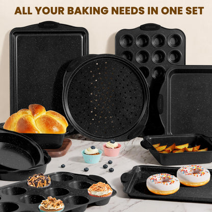 Nonstick Baking Pan Set with Silicone Handles