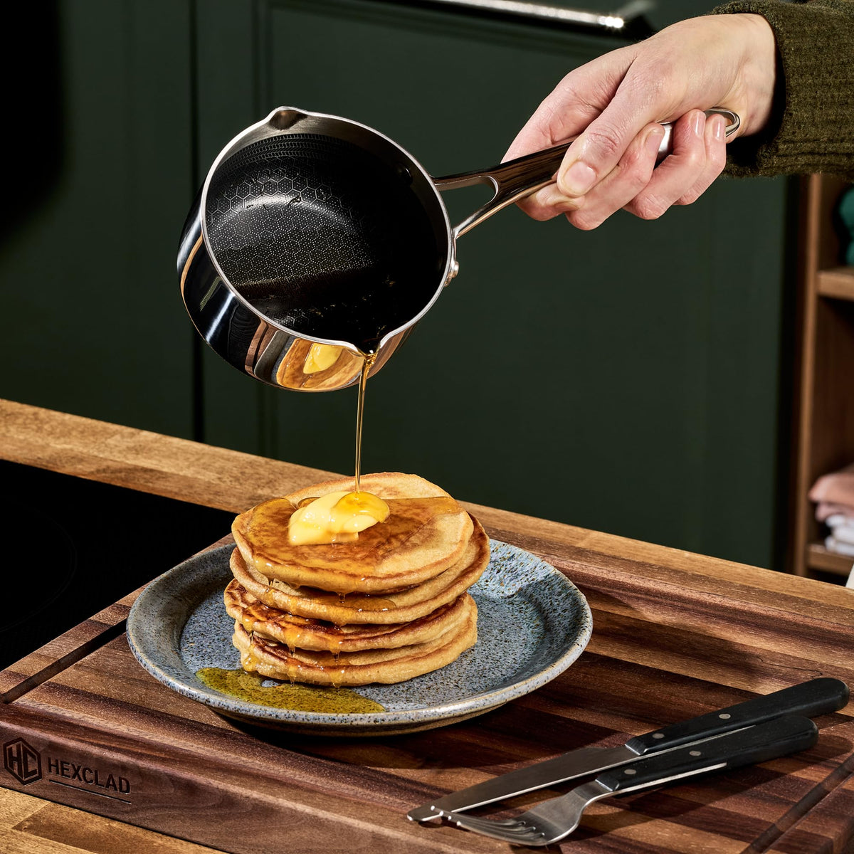 Hybrid Nonstick Stainless Steel Pot with Glass Lid