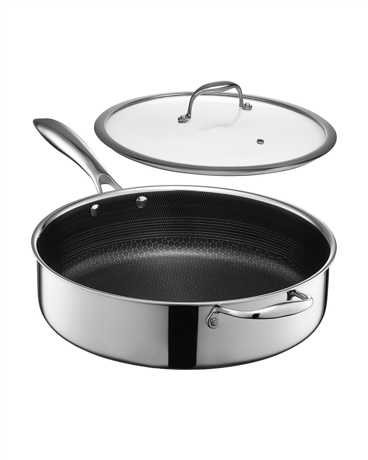 Hybrid Nonstick Deep Sauté Pan with Lid