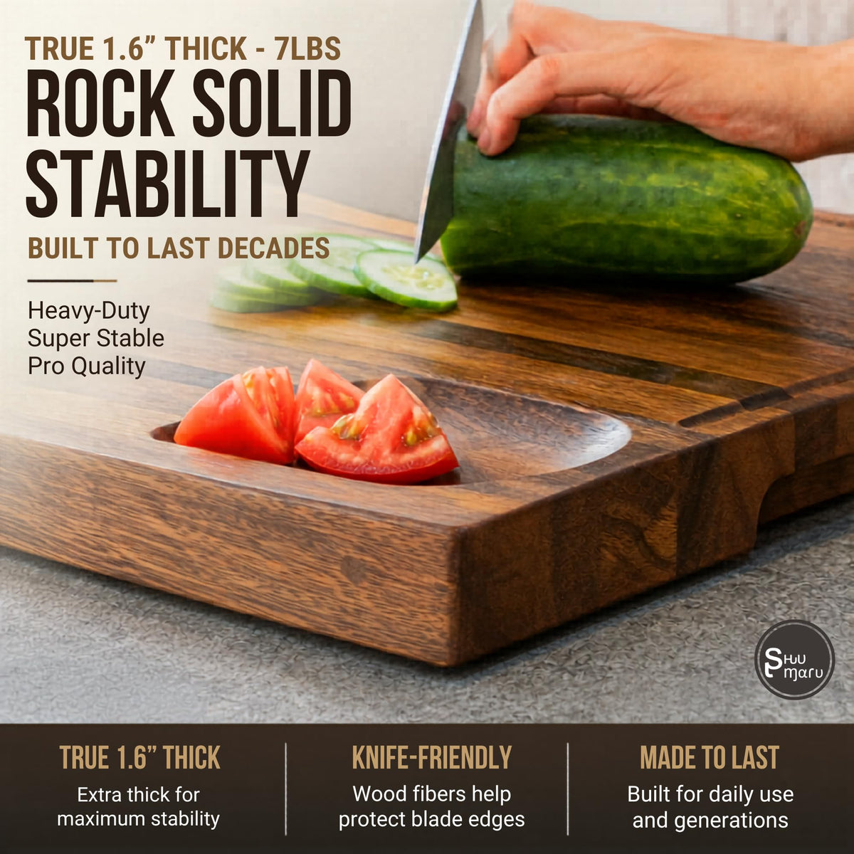 Hardwood Cutting Board with Premium Grain