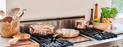 Polished Copper Saucepan with Lid & Brass Handles