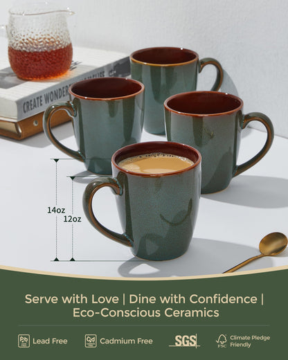14 oz Ceramic Coffee Mug Set - 4 Piece