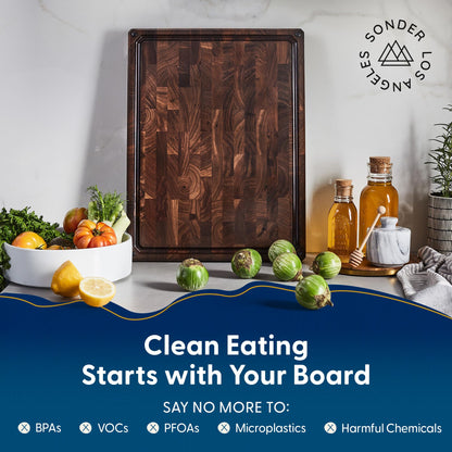 End-Grain Walnut Cutting Board with Juice Groove