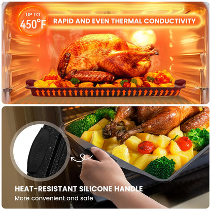 Nonstick Baking Pan Set with Silicone Handles