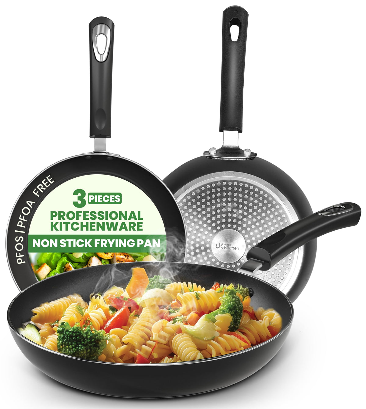 Utopia Kitchen Nonstick Frying Pan Set - 3 Piece Induction Bottom - 8 Inches, 9.5 Inches and 11 Inches