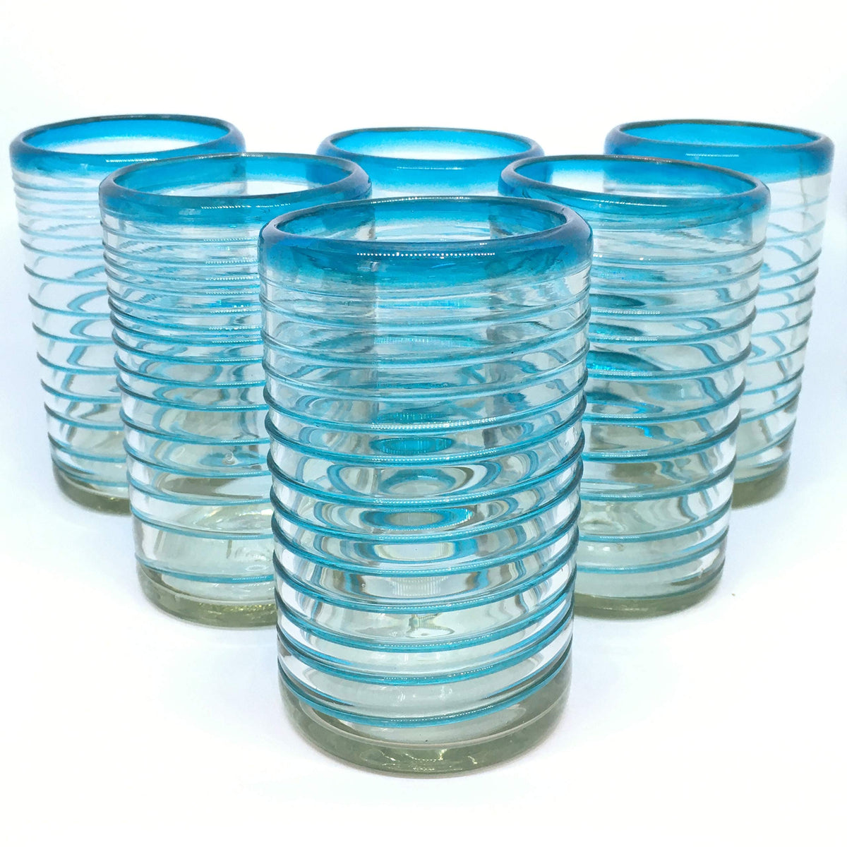 Colored Spiral Drinking Glass Set - 6 Piece