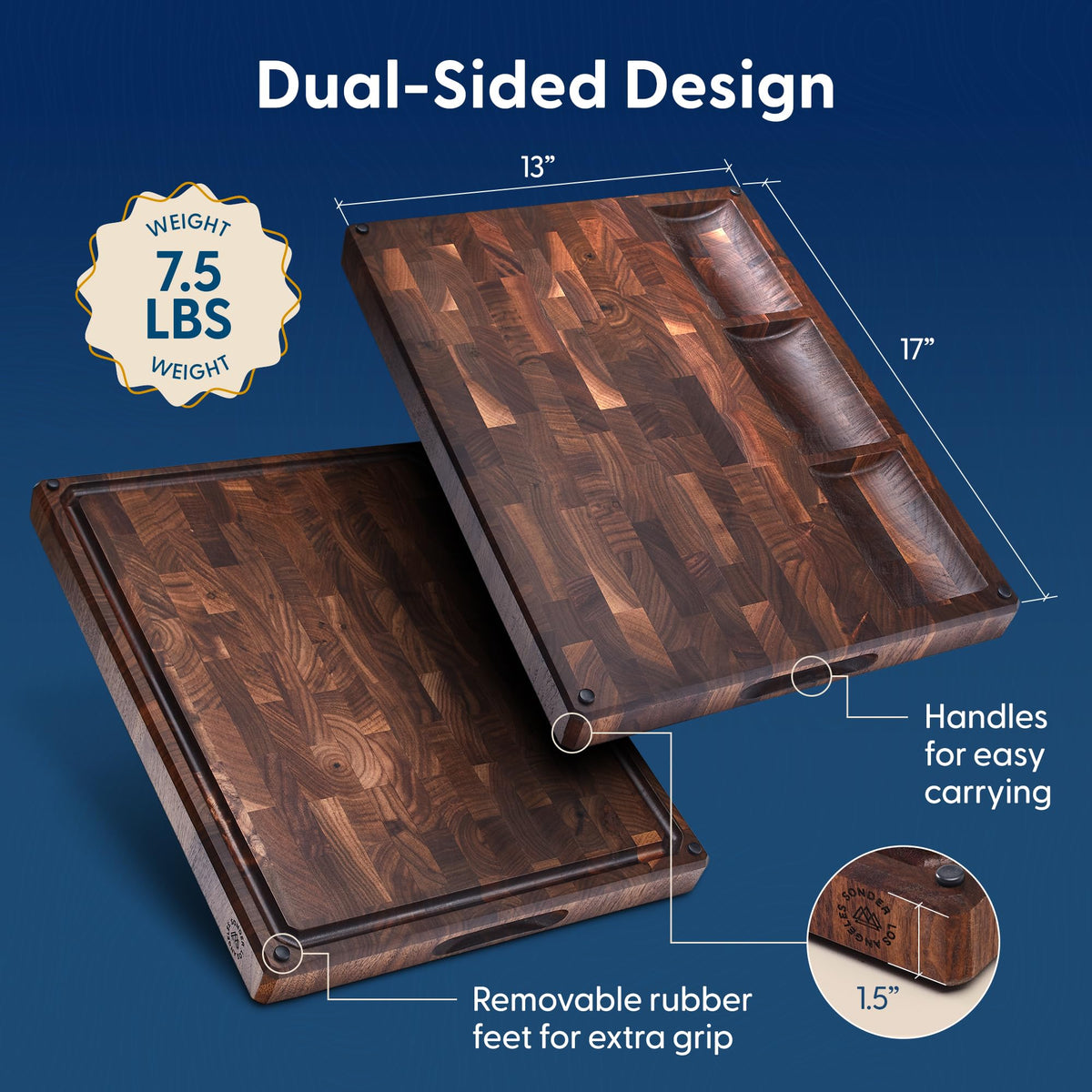 End-Grain Walnut Cutting Board with Juice Groove