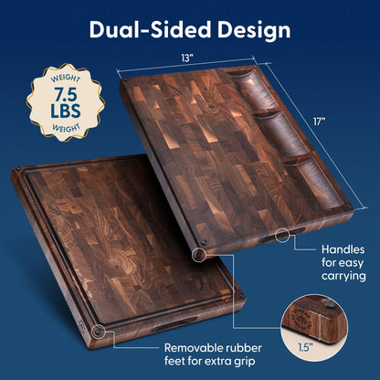End-Grain Walnut Cutting Board with Juice Groove