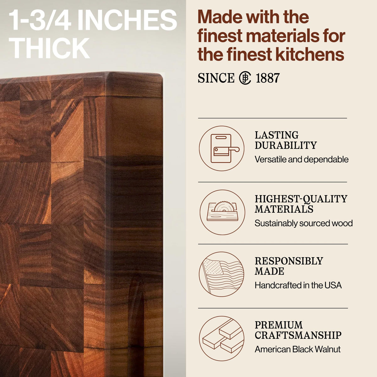 End-Grain Wood Chopping Block - 18 x 12 Inch