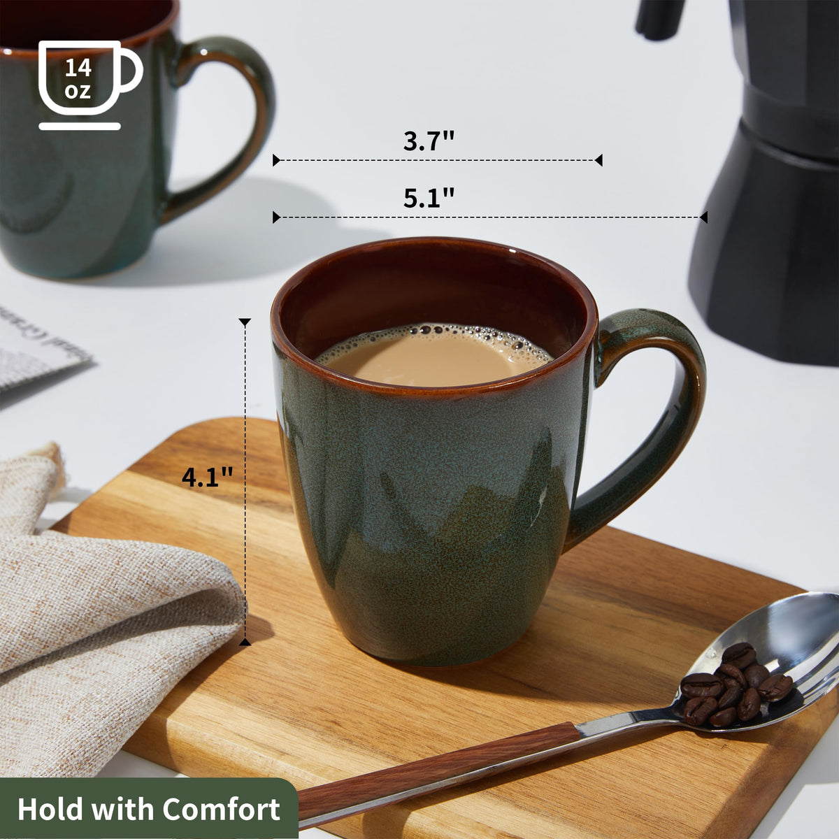 14 oz Ceramic Coffee Mug Set - 4 Piece