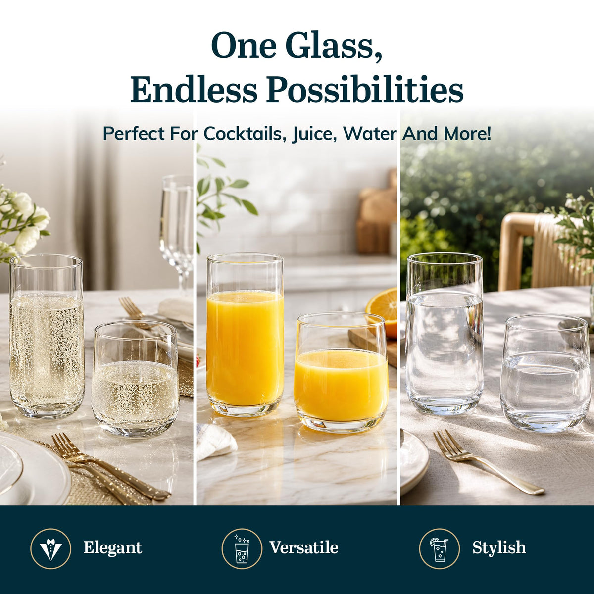 Classic Glass Tumblers for Mixed Drinks