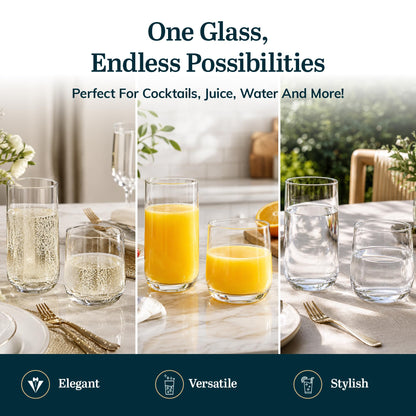Classic Glass Tumblers for Mixed Drinks