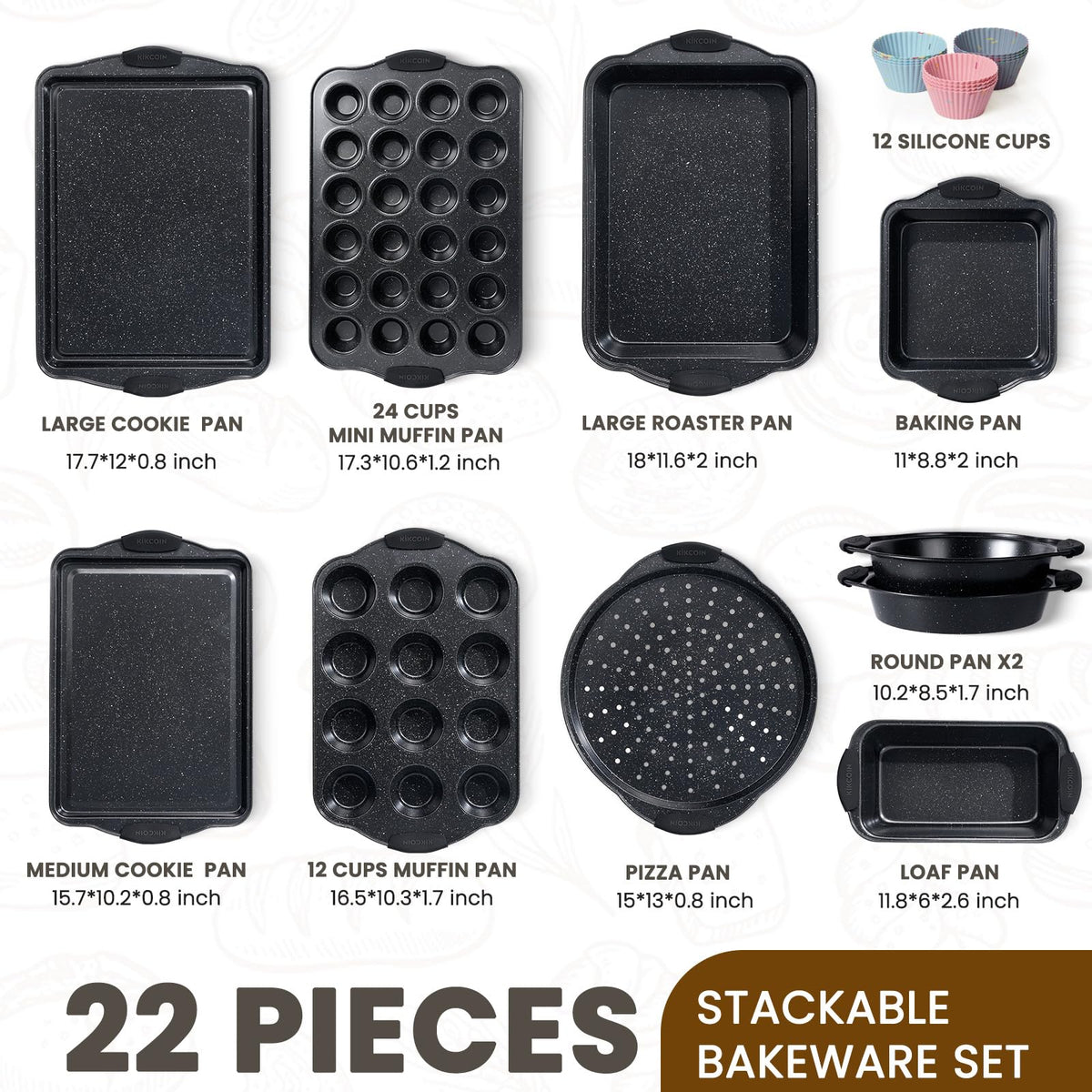 Nonstick Baking Pan Set with Silicone Handles