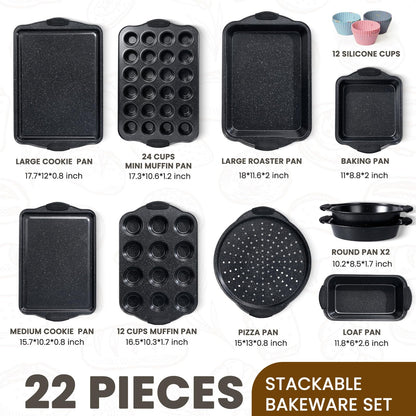 Nonstick Baking Pan Set with Silicone Handles