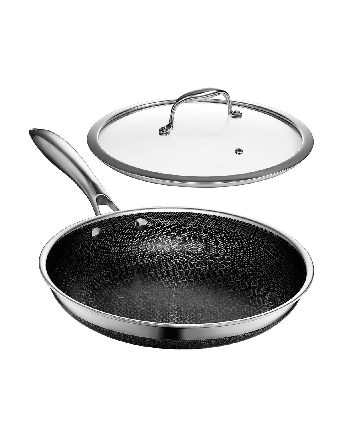 HexClad Hybrid Stainless Steel Frying Pans