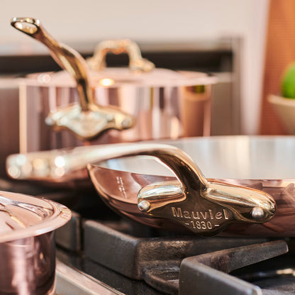 Polished Copper Saucepan with Lid & Brass Handles
