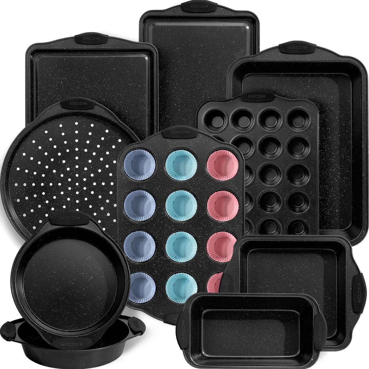 Nonstick Baking Pan Set with Silicone Handles