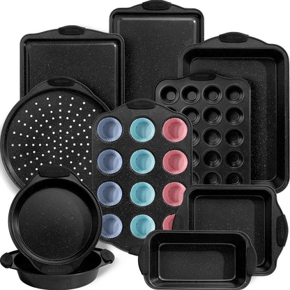 Nonstick Baking Pan Set with Silicone Handles