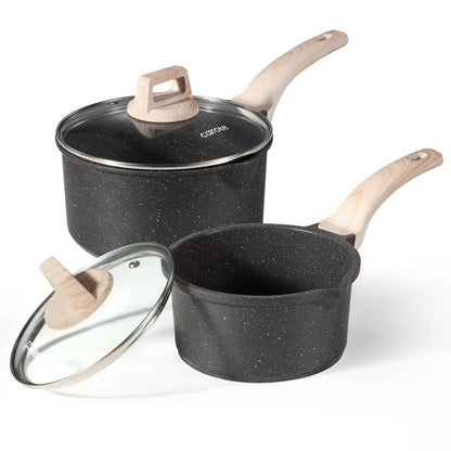 Nonstick Saucepan Set with Lids - 1.5 & 3 Quart