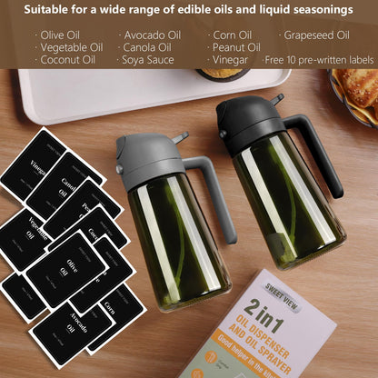 2-in-1 Glass Olive Oil Sprayer & Dispenser