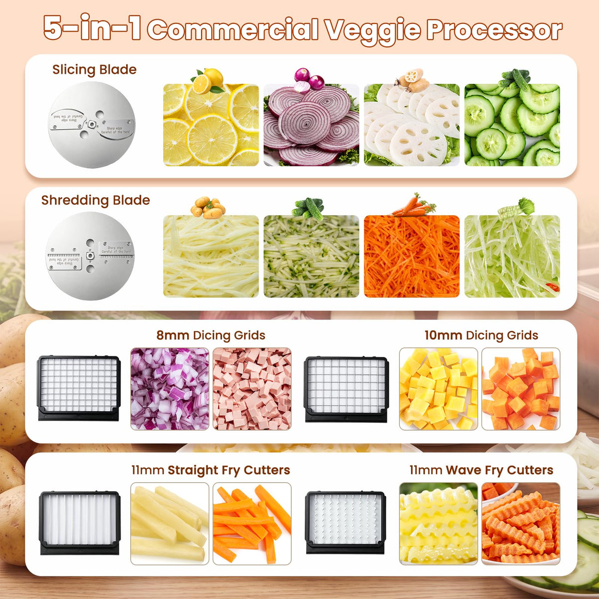 5-in-1 Electric Vegetable Slicer & Dicer
