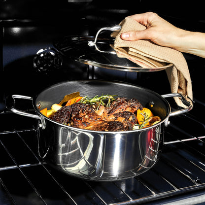 Hybrid Nonstick Stockpot with Tempered Glass Lid