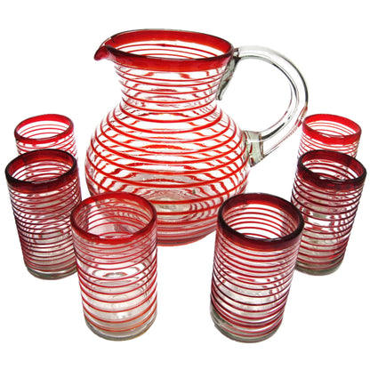 Colored Spiral Drinking Glass Set - 6 Piece