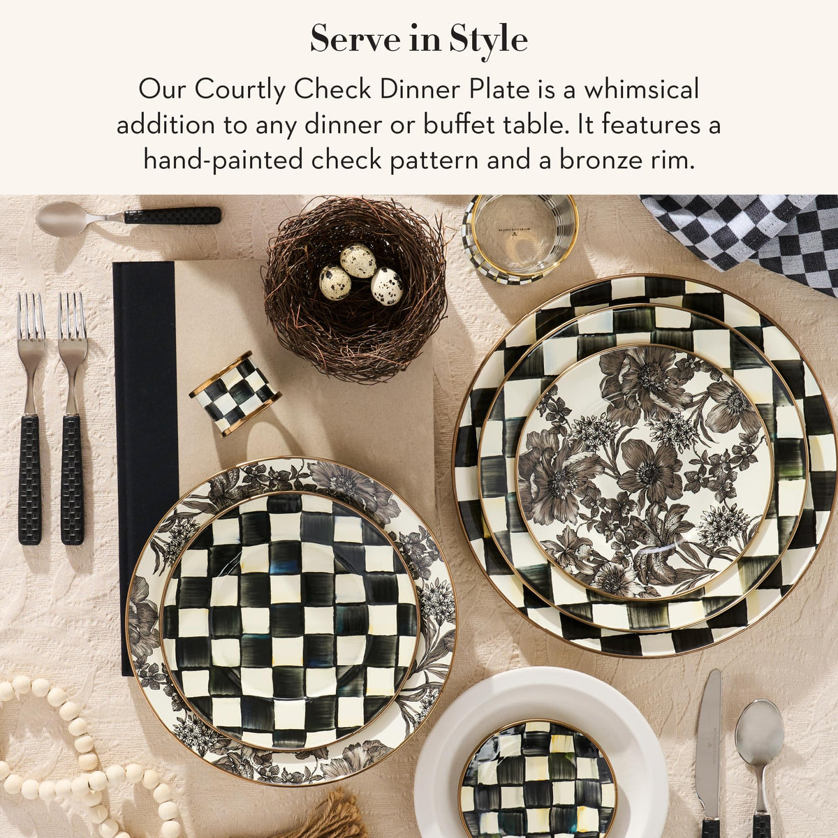 Decorative Enamel Dinner Plate - 10 Inch