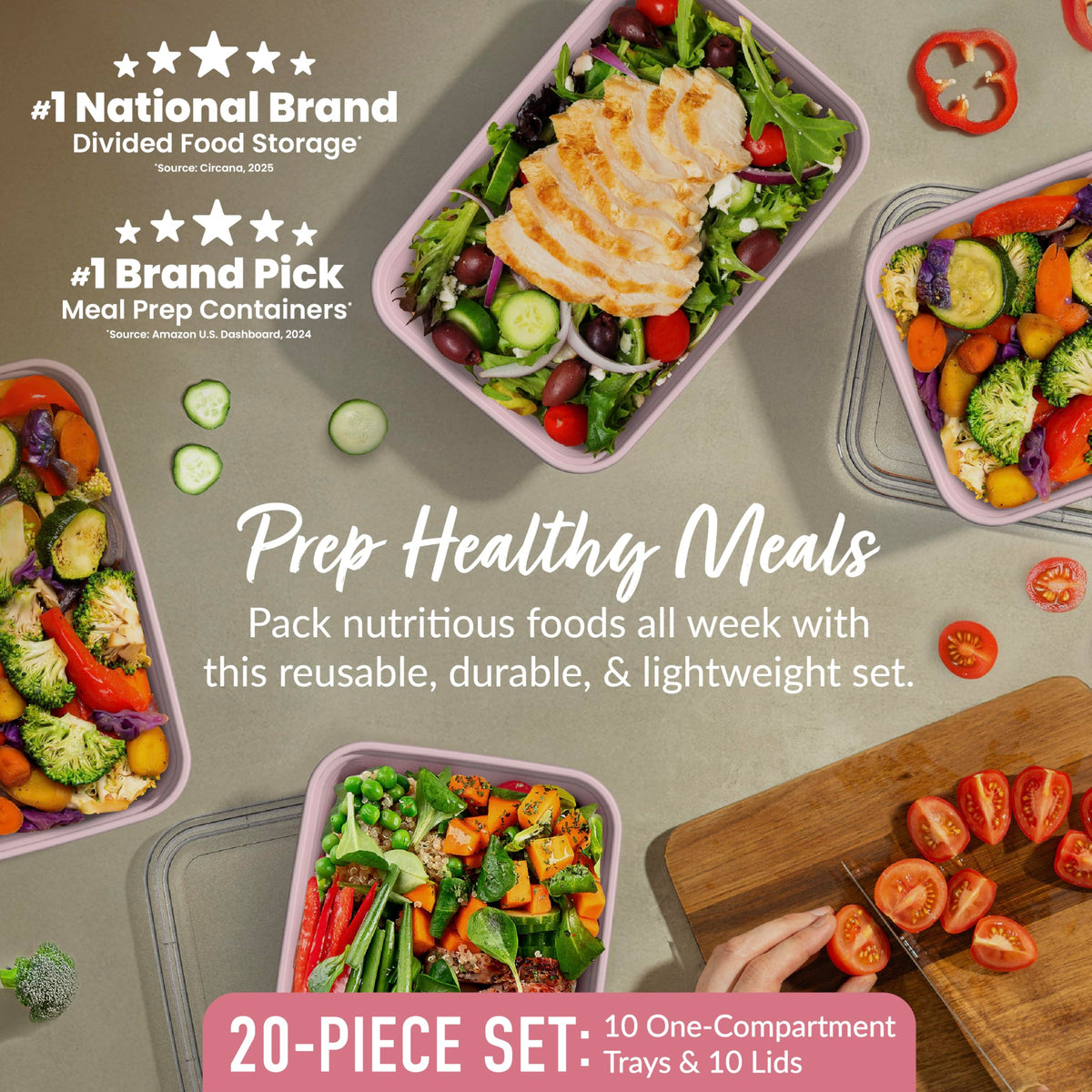 Food Storage Container Set with Lids - 20 Piece